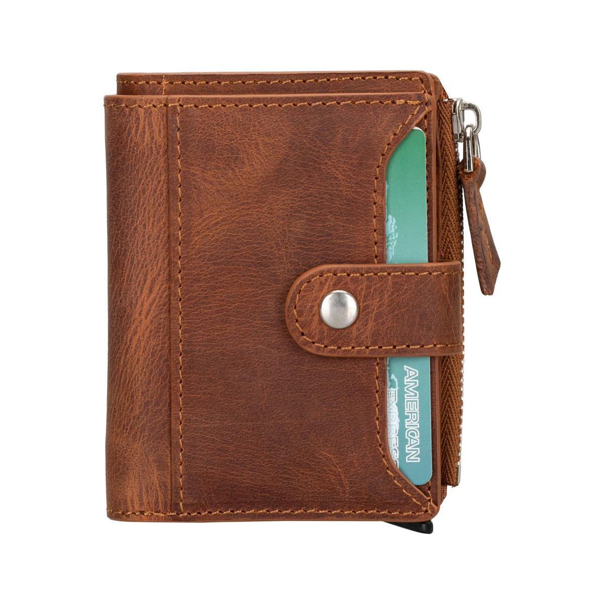 Bloominbag Siena Saddle Brown Mekanizmalı Deri Cüzdan & Kartlık (rfid Korumalı)