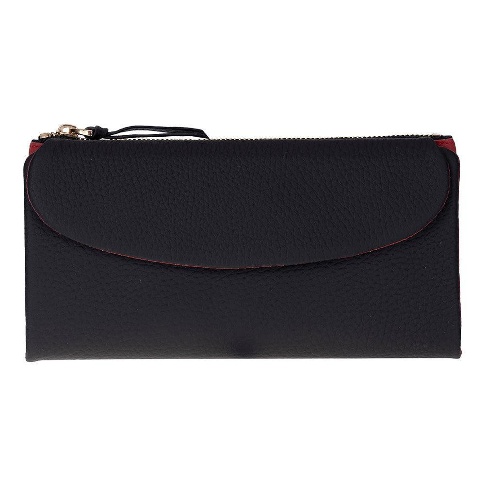 Bloominbag Élia Double Band Noir Black-red Large Deri Kadın Cüzdan & Clutch
