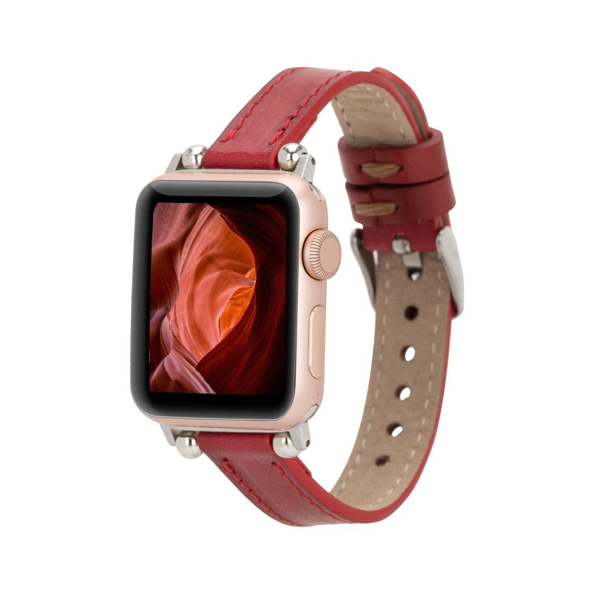 Bloominbag Bloomband Signature Crimson Red Leather Apple Watch Band - 44/45/46/49mm