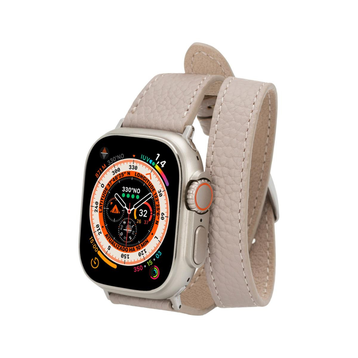Bloominbag Alpine Slim Double Tour Dune Brown Hakiki Deri Apple Watch Kordonu - 44/45/46/49mm