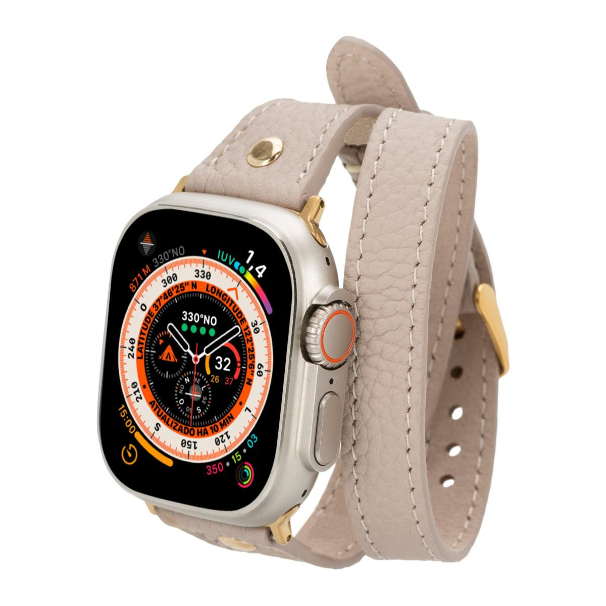 Bloominbag Alpine Double Tour Dune Brown Hakiki Deri Apple Watch Kordonu - 44/45/46/49mm