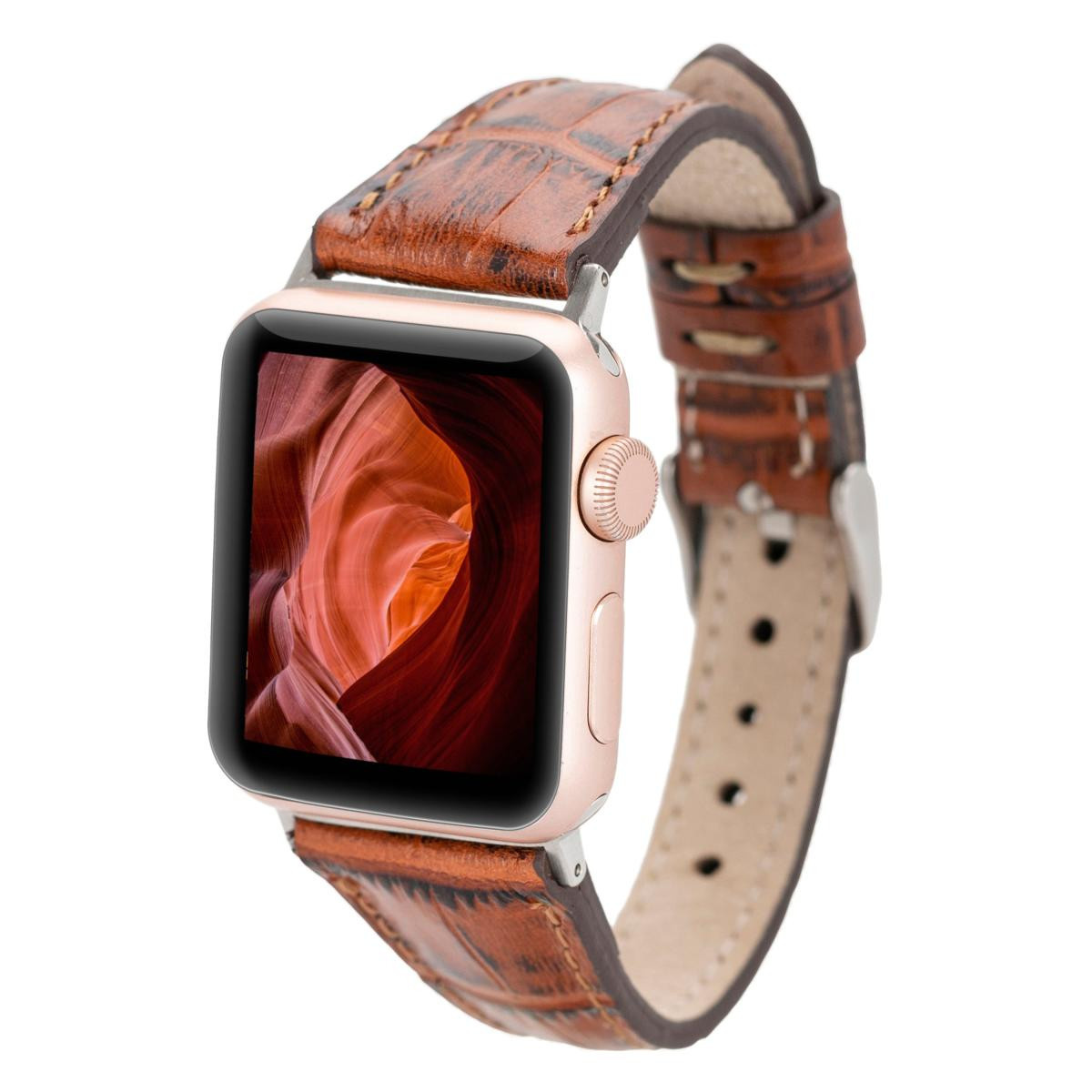 Bloominbag Bloomband Signature Croc Brown Leather Apple Watch Band - 44/45/46/49mm