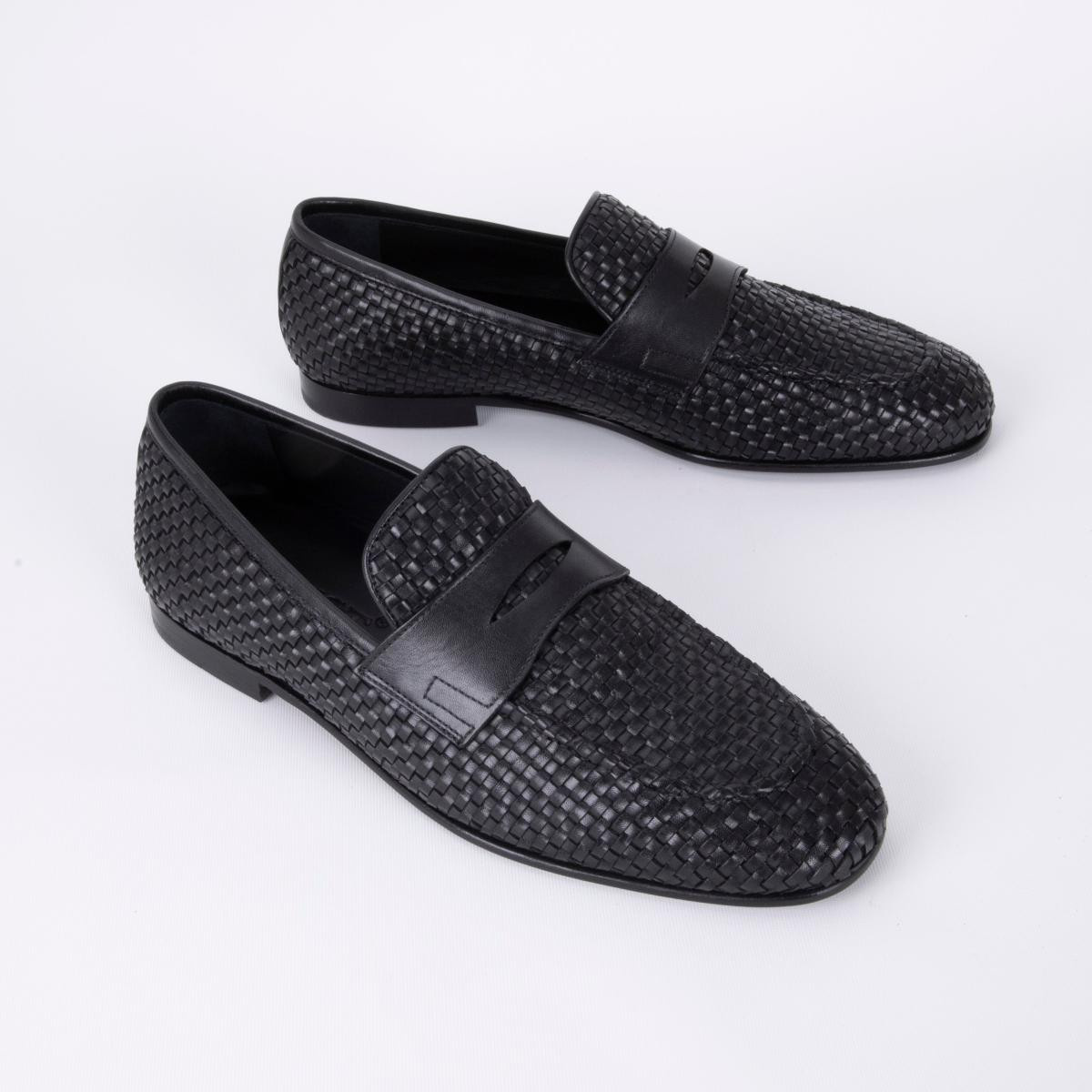 Bloominbag Firenze Black Loafer Hand-woven Premium Leather Erkek Ayakkabı- 44 Numara