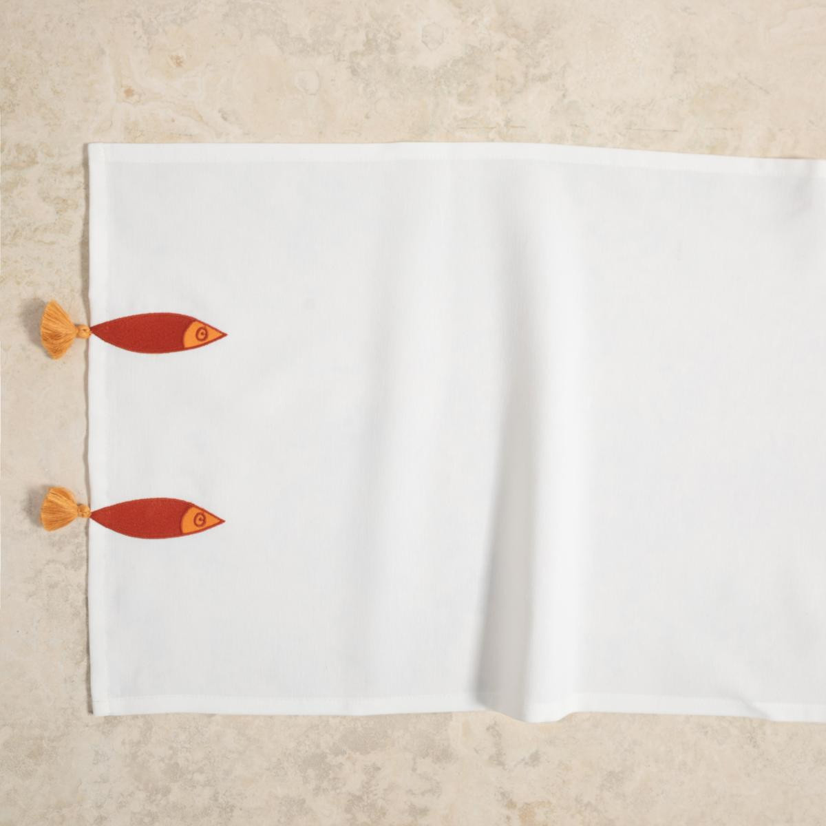 Mudo Home Fish Püsküllü Runner Ekru 50x130