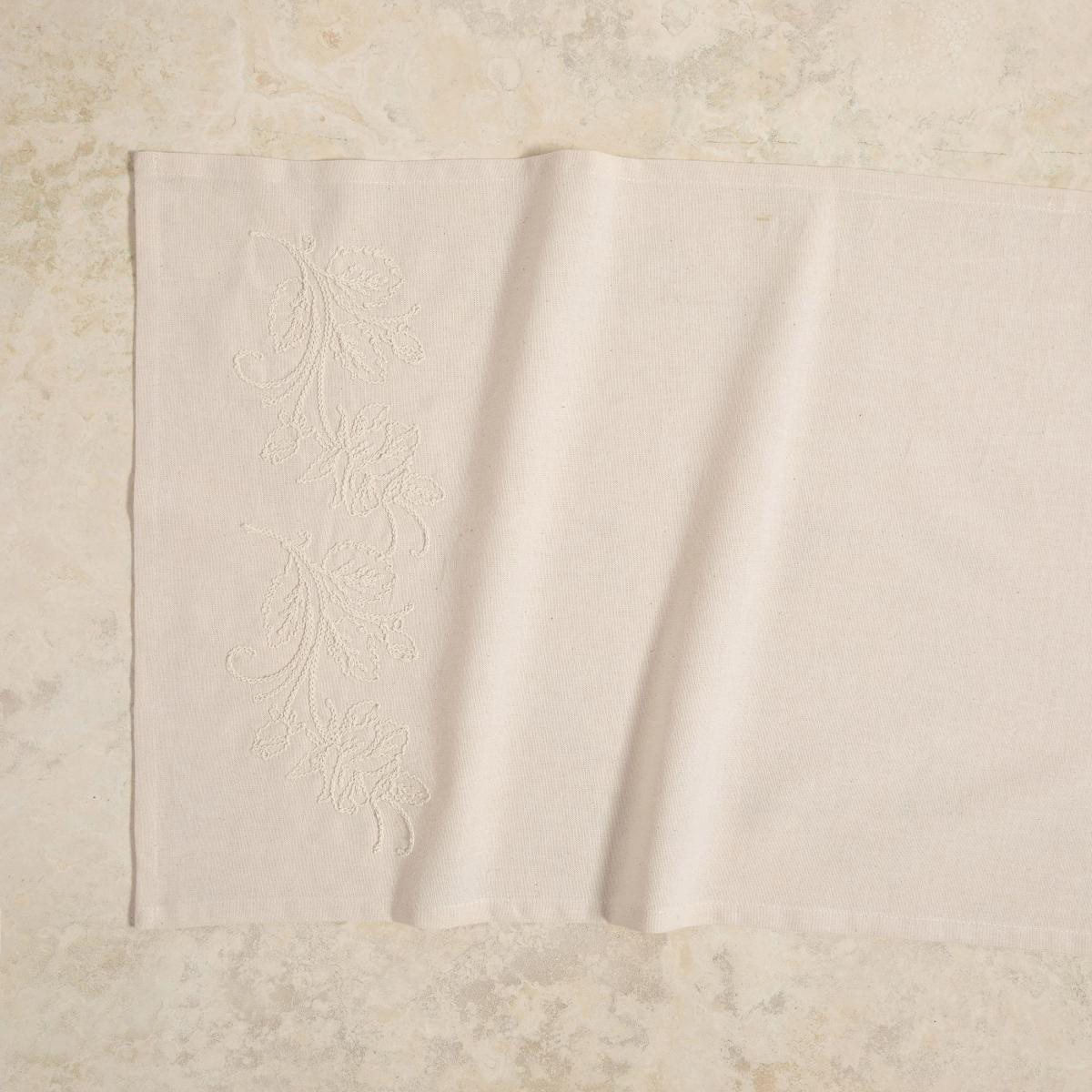 Mudo Home Lily İşlemeli̇ Runner Ekru 50x130
