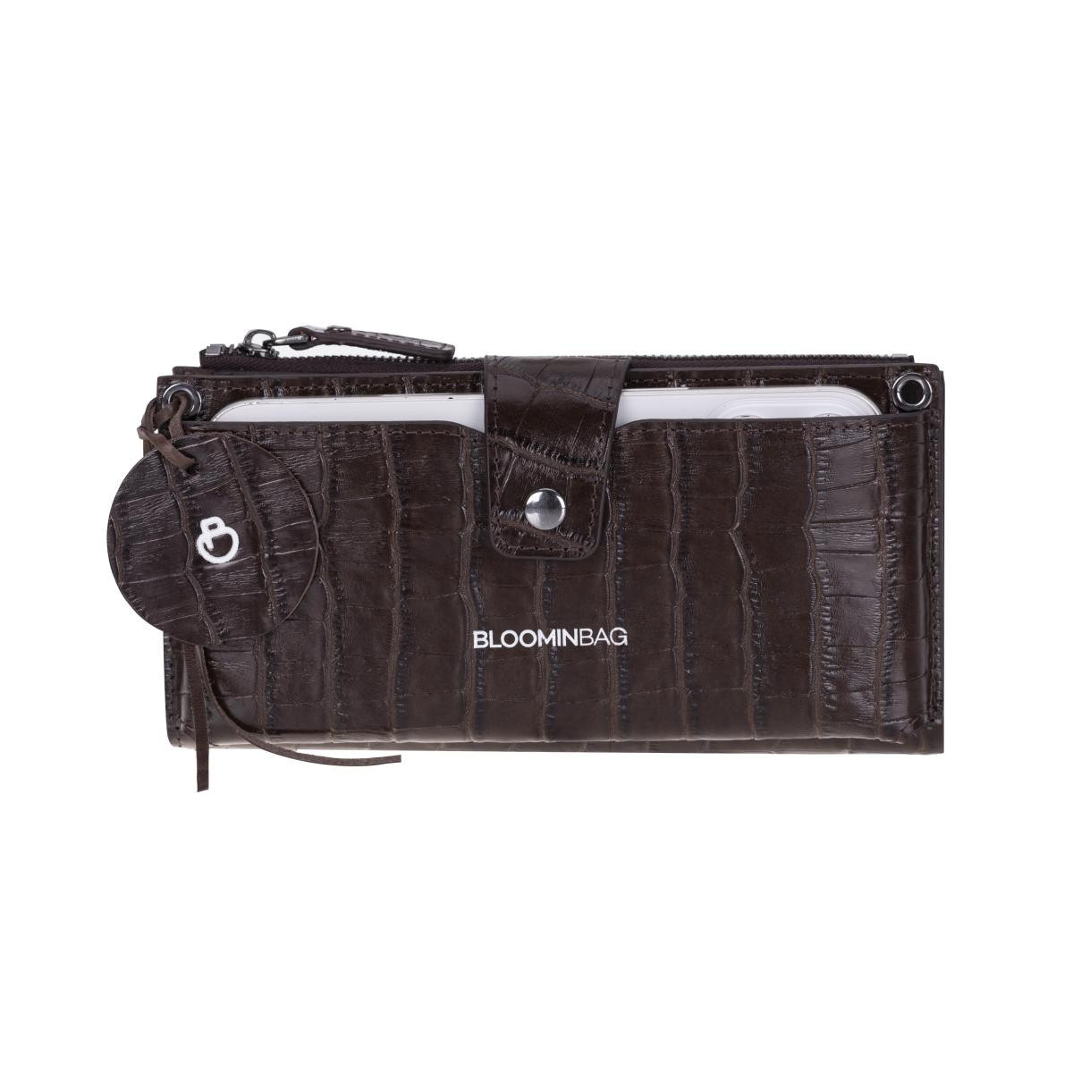 Bloominbag Mocha Croco Lozan Hakiki Süet Çapraz Askılı Telefon Bölmeli Cüzdan Çanta