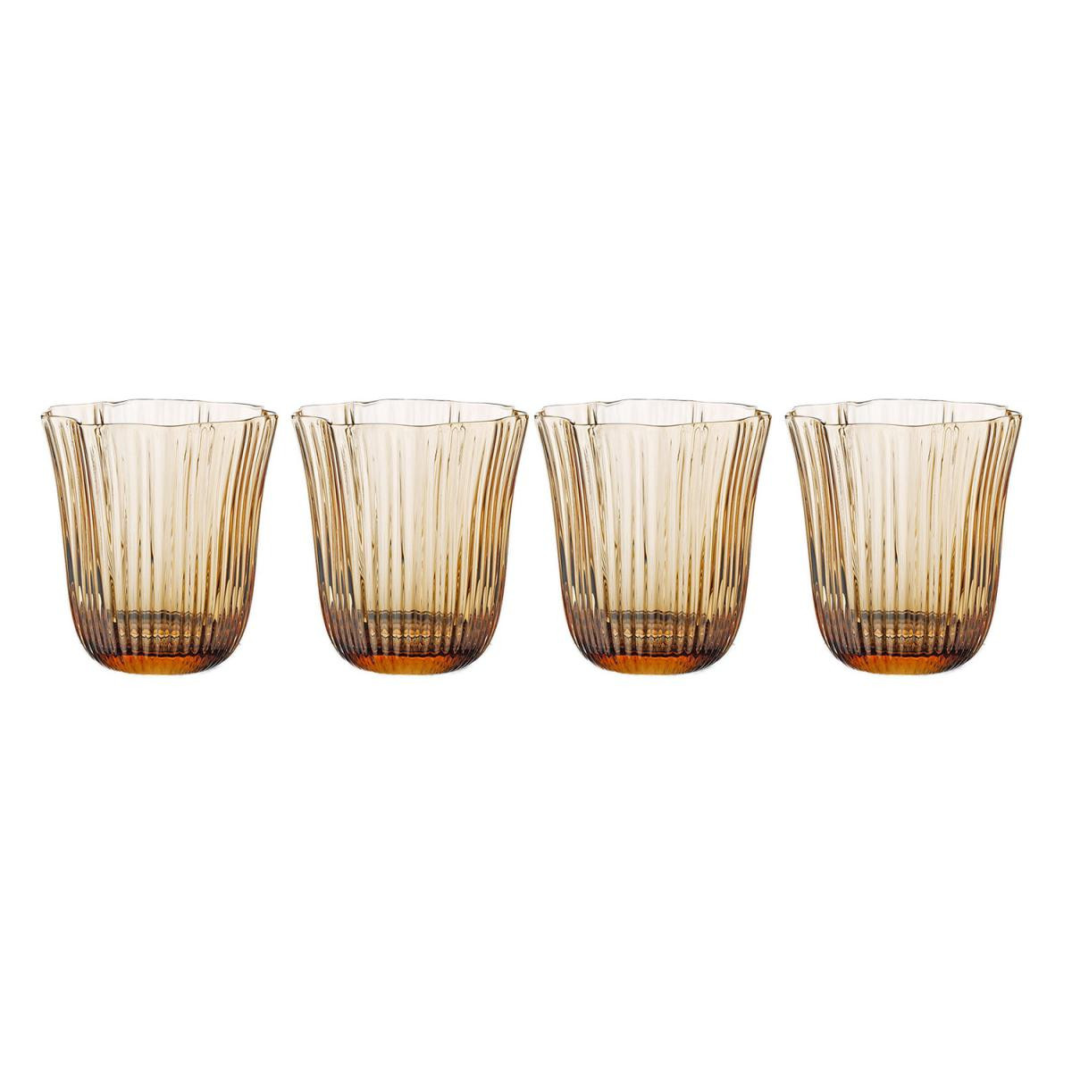 Lucky Art Paisley 4’lü Amber Cam Su Bardağı Seti 360 Ml