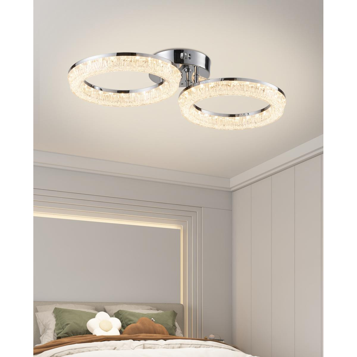 Apliqa Gomez 2'li Krom 64 Watt Plafonyer 3 Renkli Led Avize