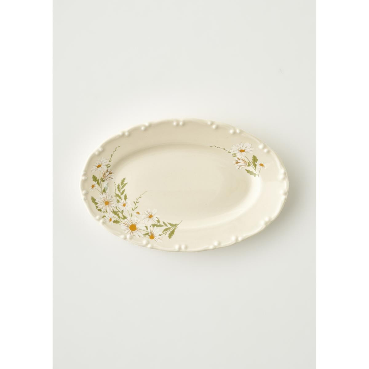 Bella Maison Daisy Porselen Sunum Tabağı Krem (20 Cm) Krem
