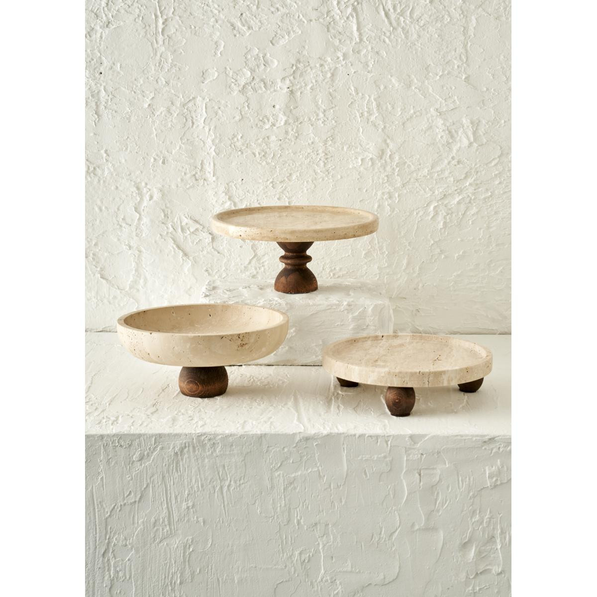Bella Maison Ephesus Traverten 3'lü Sunum Seti Naturel (25 Cm)