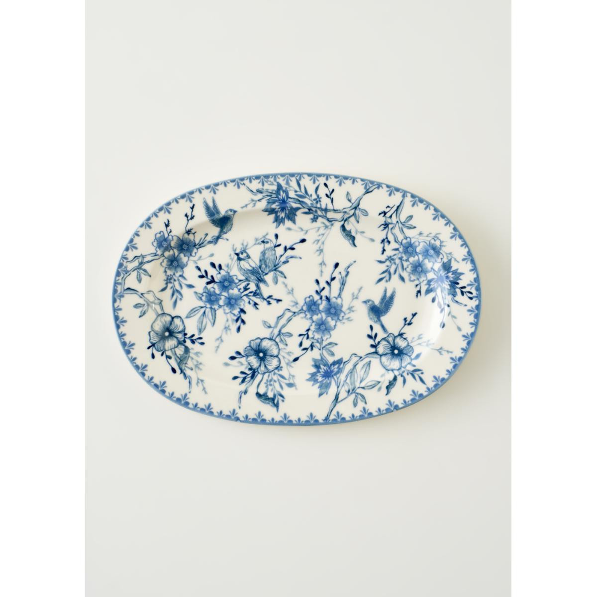 Bella Maison Bleu Blanc Porselen Büyük Sunum Tabağı Mavi (30 Cm) Mavi