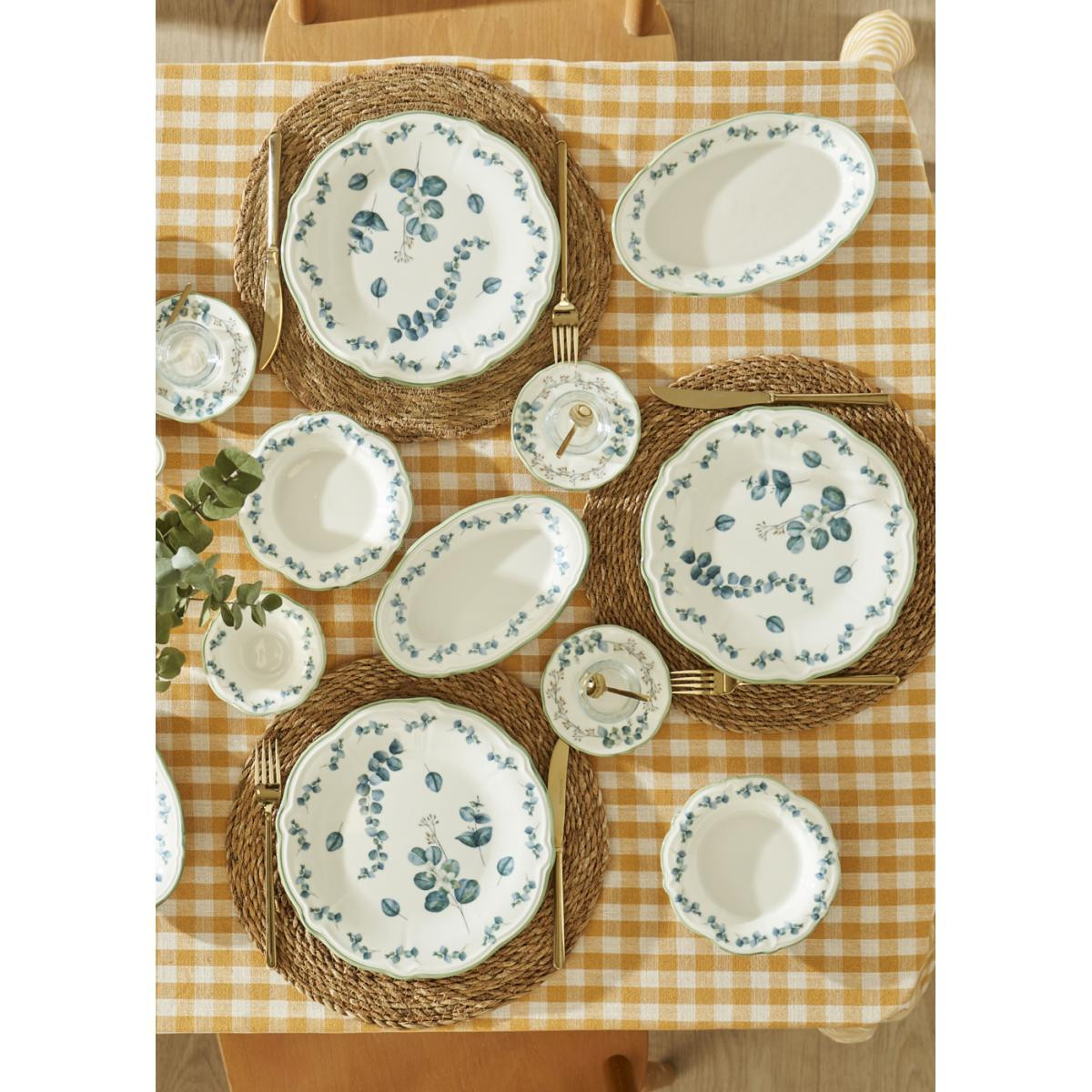 Bella Maison Ocaliptus Stoneware 52 Parça 12 Kişilik Kahvaltı Takımı Yeşil