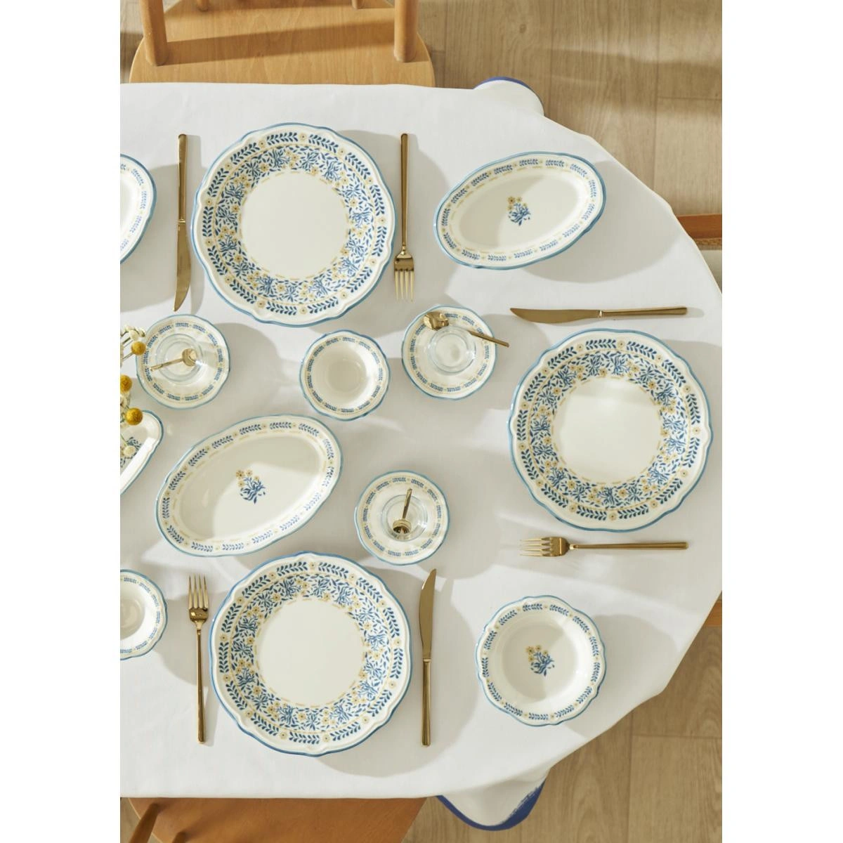 Bella Maison Liana Stoneware 52 Parça 12 Kişilik Kahvaltı Takımı Mavi