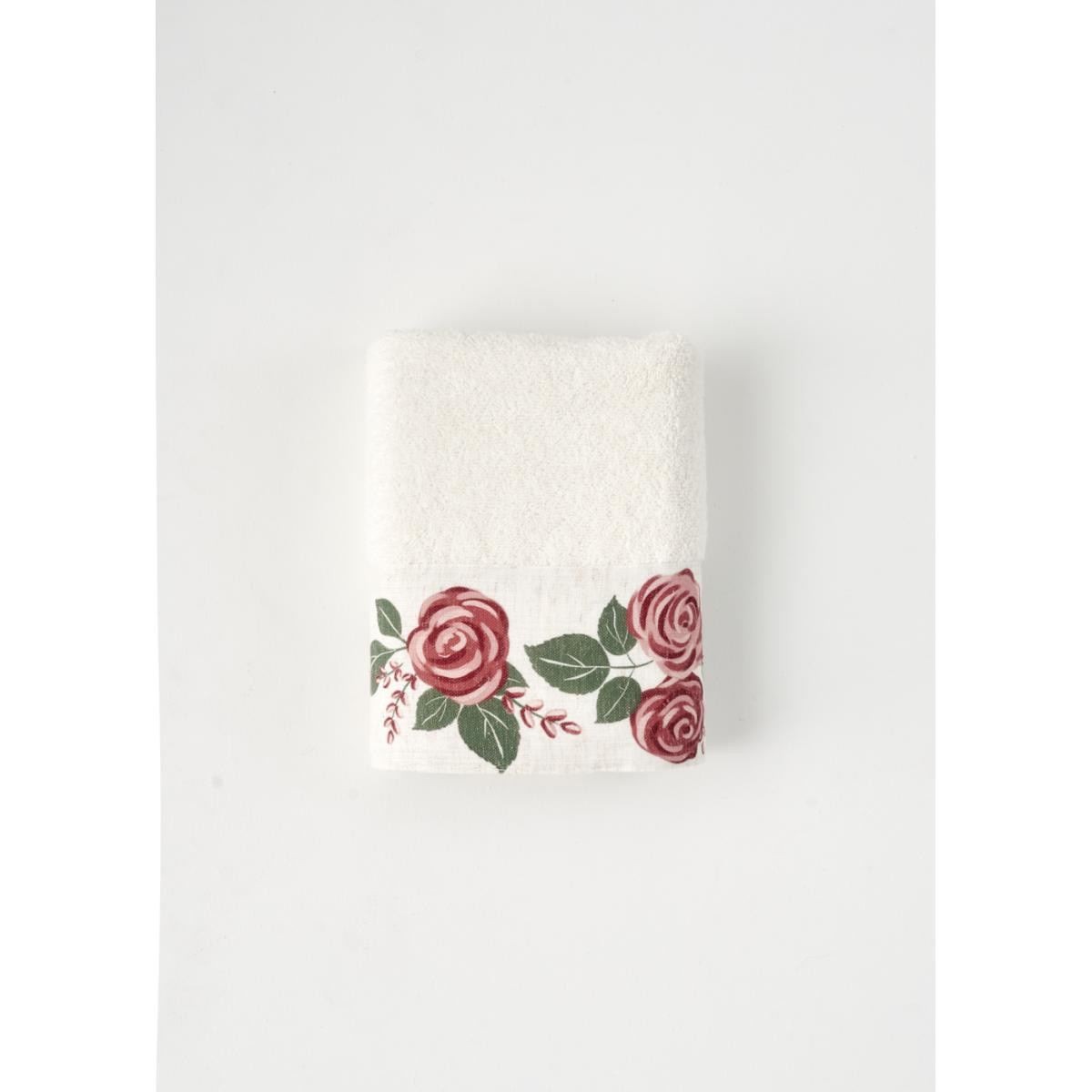 Bella Maison %100 Pamuk Rose Baskılı El Havlusu Krem (30x50 Cm) Krem