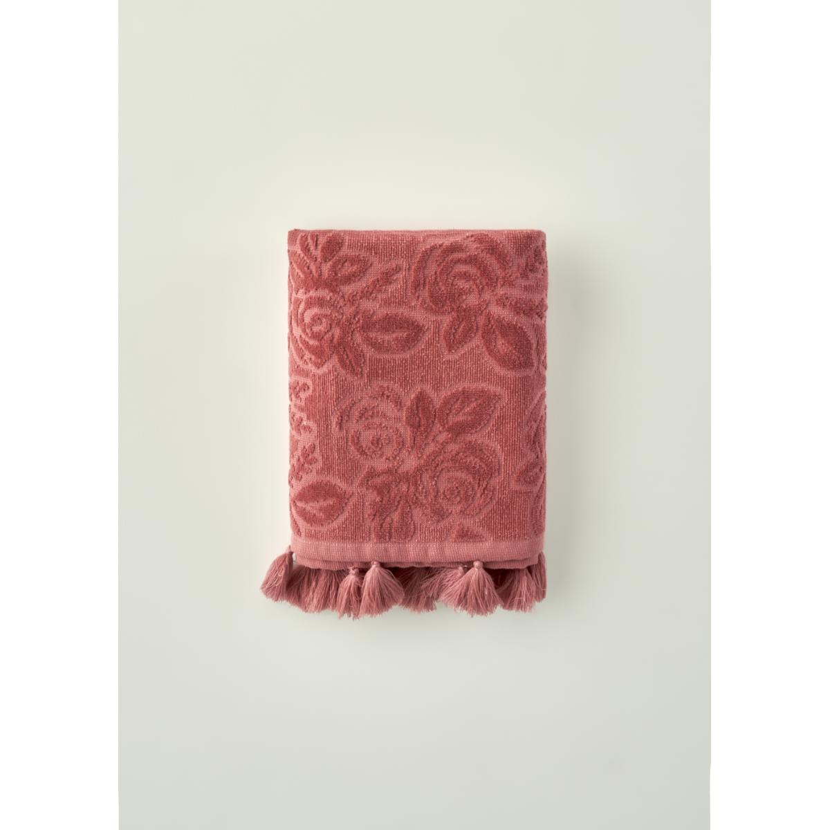 Bella Maison %100 Pamuk Rose Jakarlı El Havlusu Mürdüm (30x50 Cm) Mürdüm
