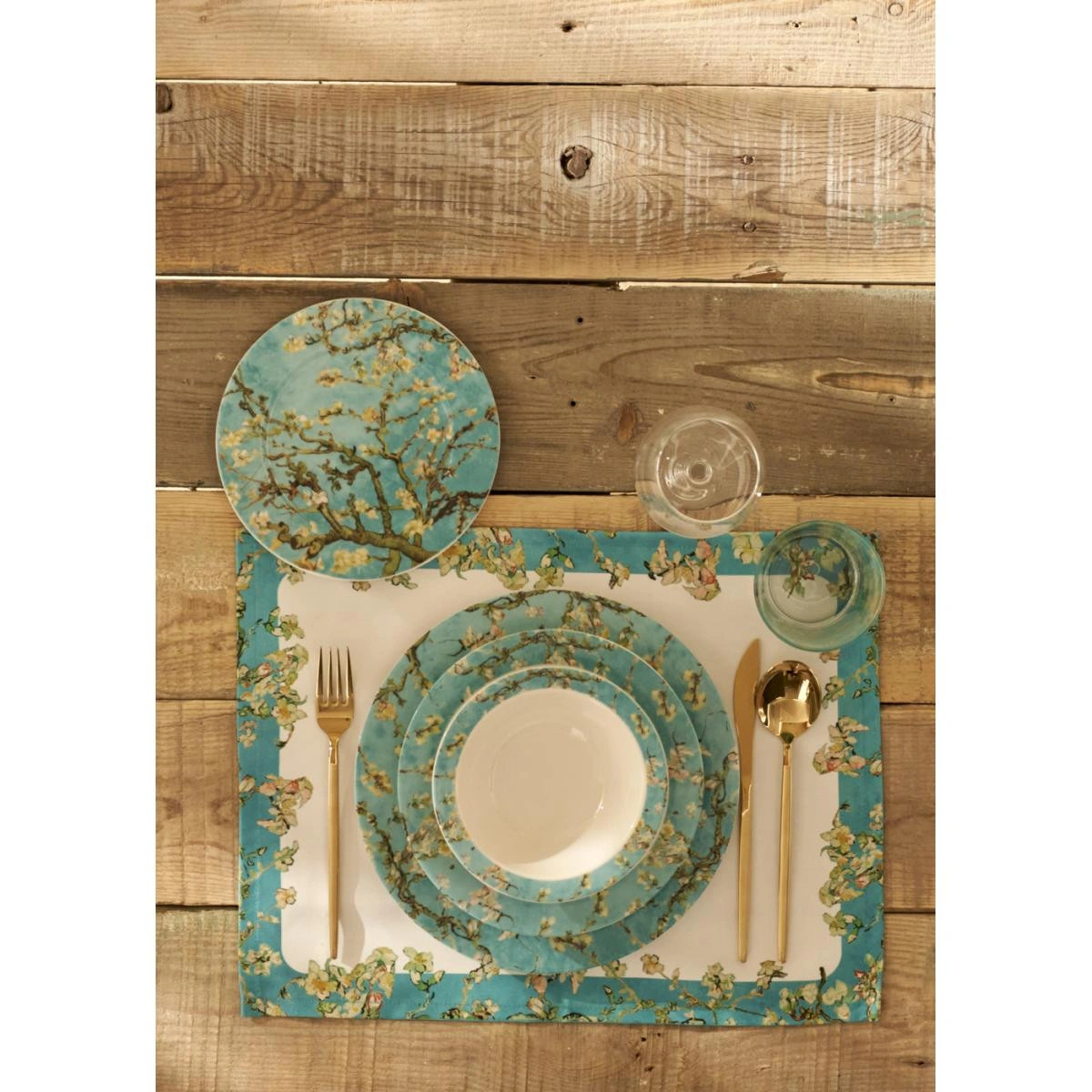 Bella Maison Van Gogh Almond Blossom Porselen 48 Parça 12 Kişilik Yemek Takımı Turkuaz