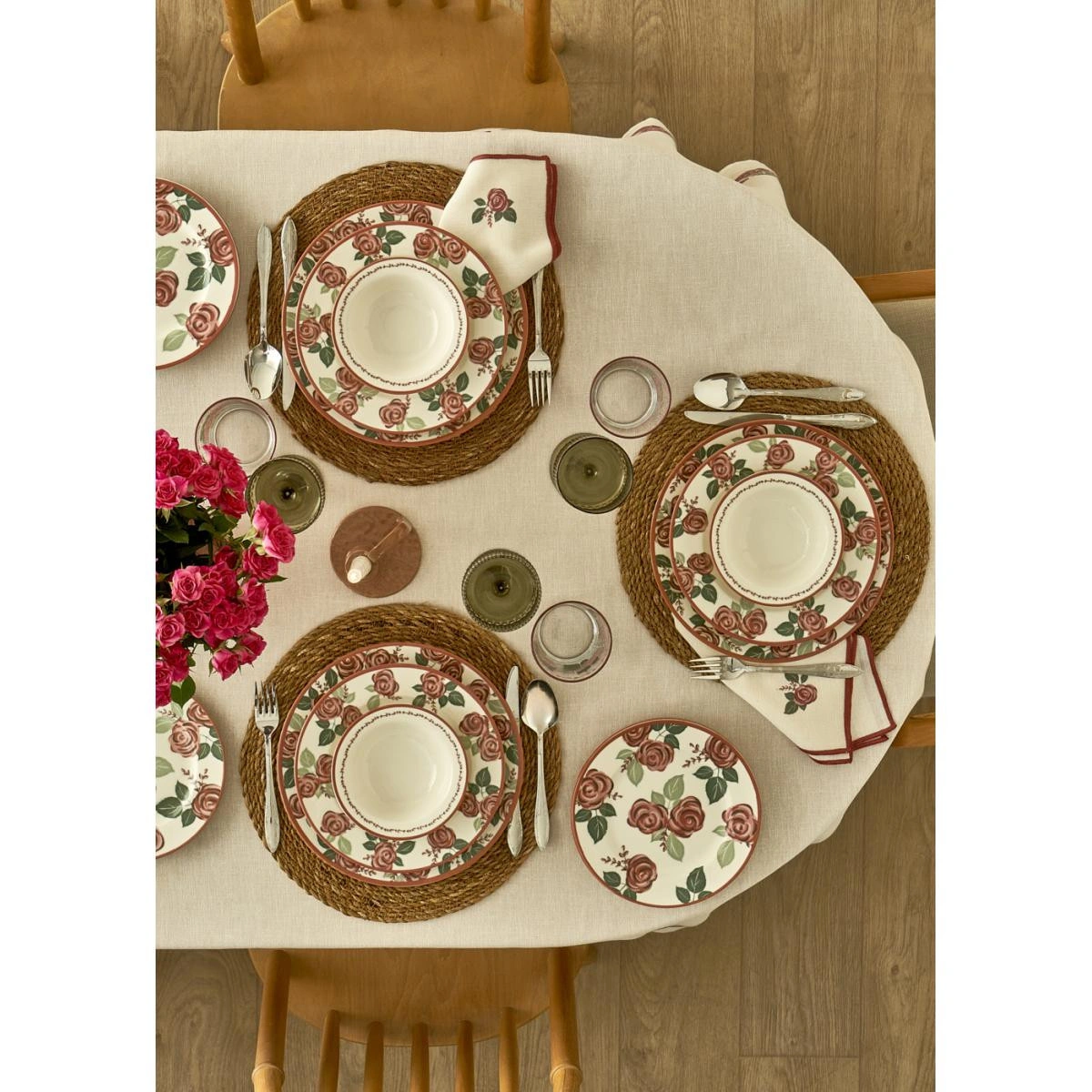 Bella Maison Rose Porselen 48 Parça 12 Kişilik Yemek Takımı