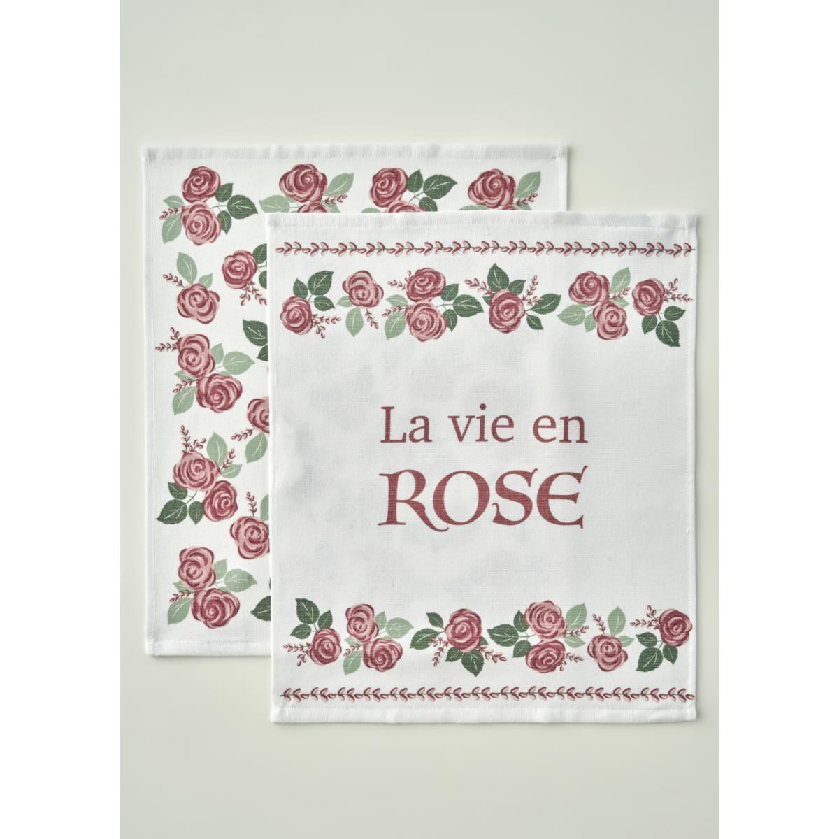 Bella Maison Rose Pamuklu Baskılı Kurulama Bezi 2'li Krem (40x50 Cm) Krem