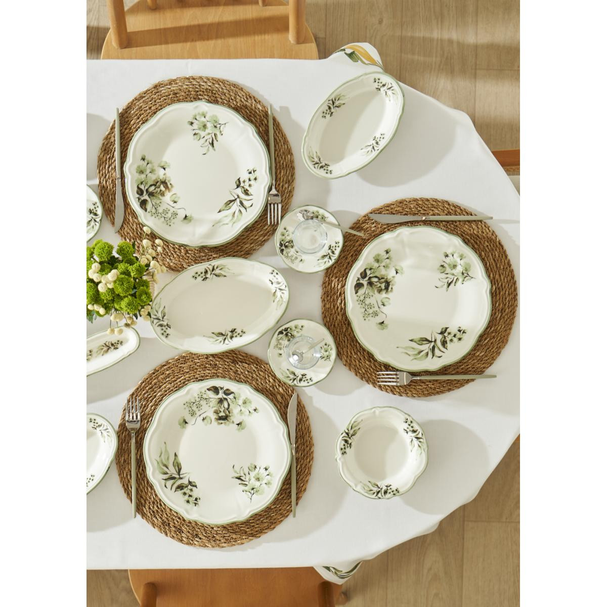 Bella Maison Julia Stoneware 26 Parça 6 Kişilik Kahvaltı Takımı Yeşil Yeşil