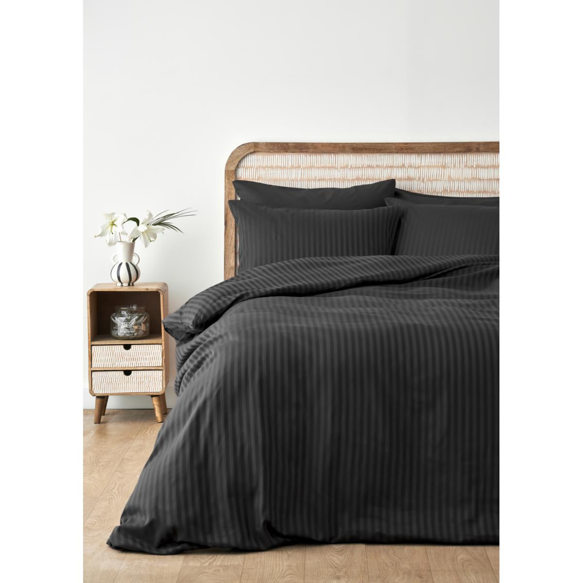 Bella Maison Premium Tencel King Size Saten Nevresim Seti Antrasit (240x220 Cm) Antrasit