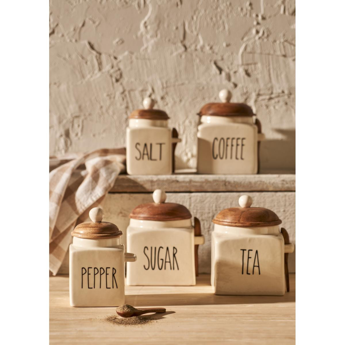Bella Maison Hygge Seramik 5'li Kavanoz Seti Krem