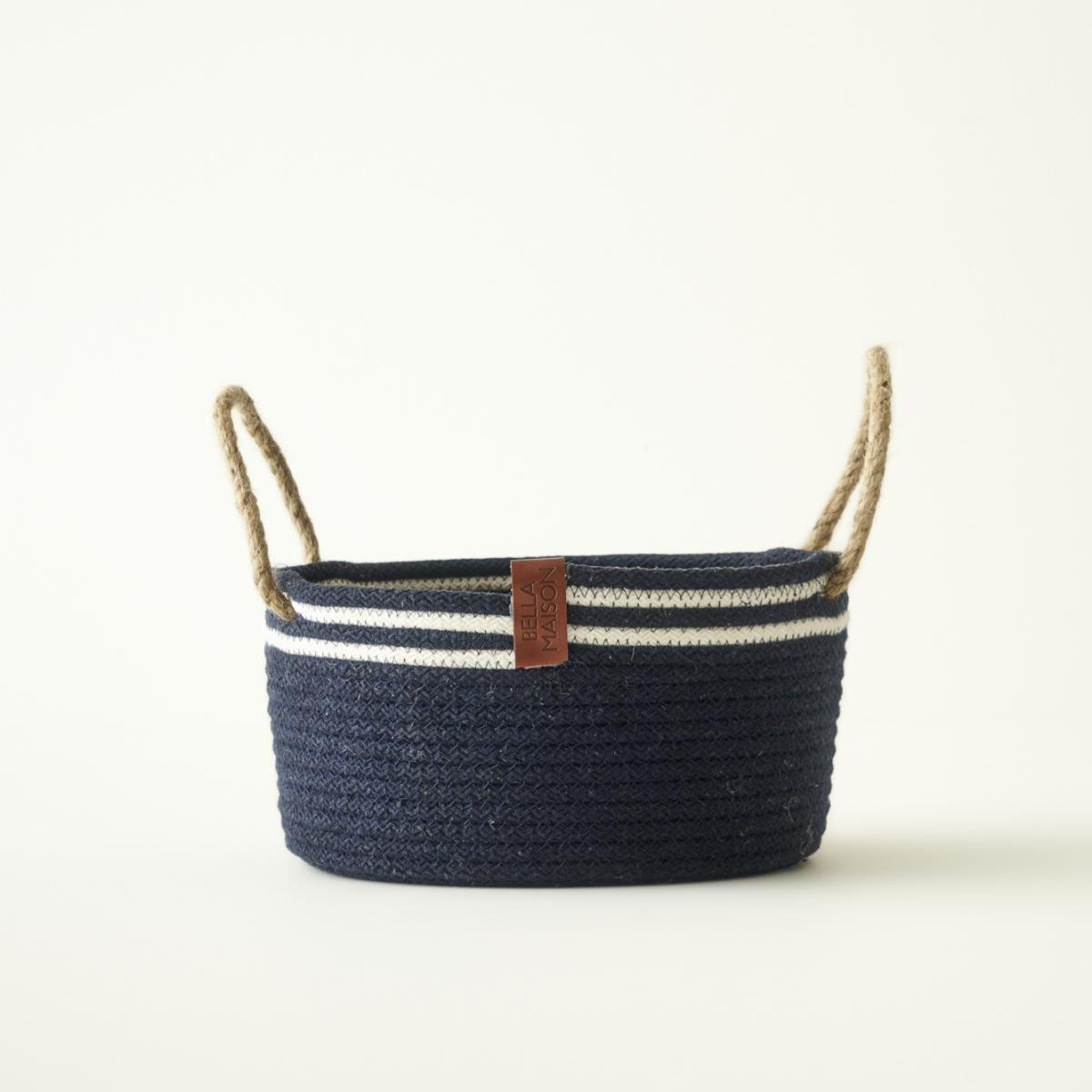 Bella Maison %100 Pamuk Valesa Kulplu Sepet Lacivert (21x21x11 Cm) Lacivert