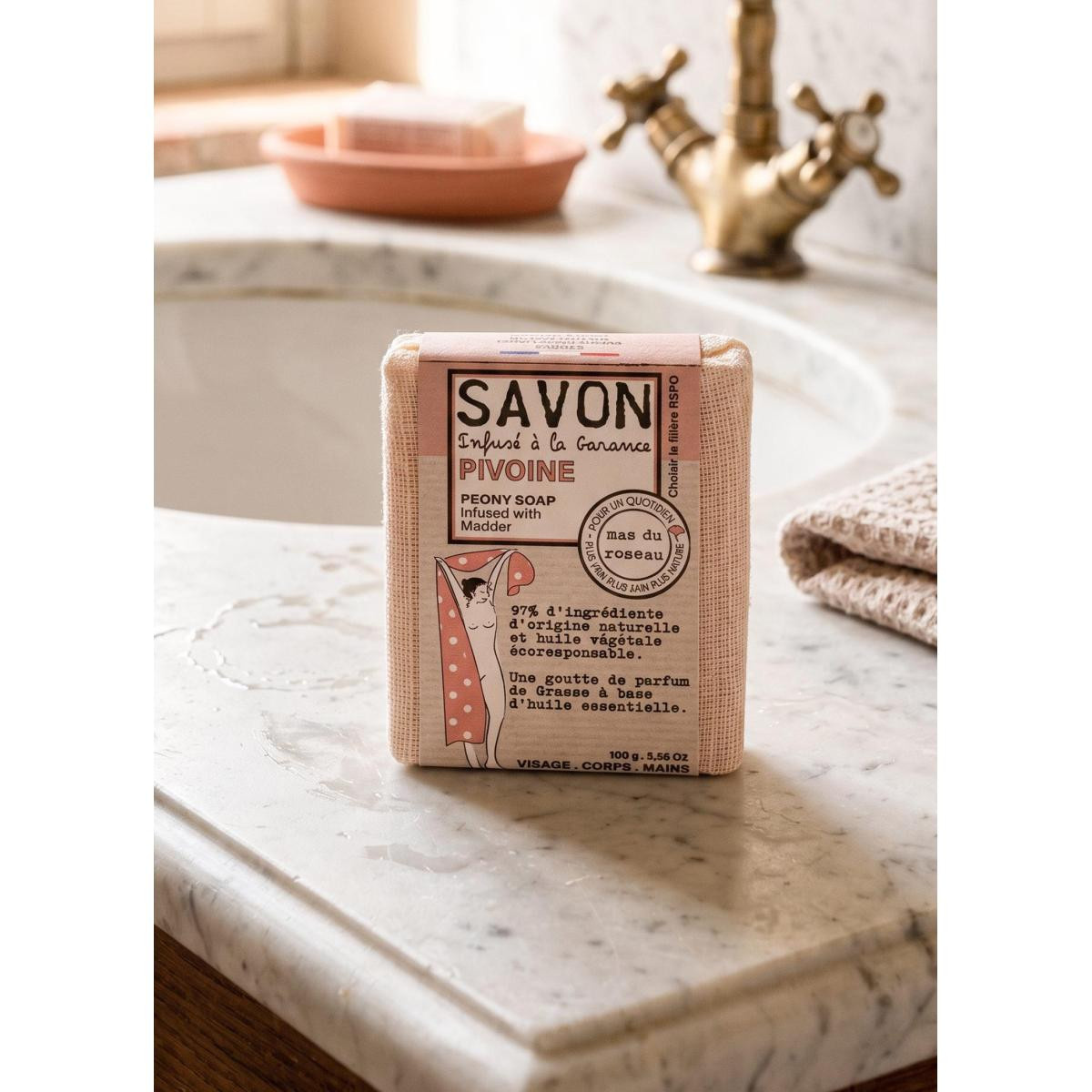 The Mia Mas Du Roseau Peony Scented Herbal Soap | Şakayık Sabunu 100g