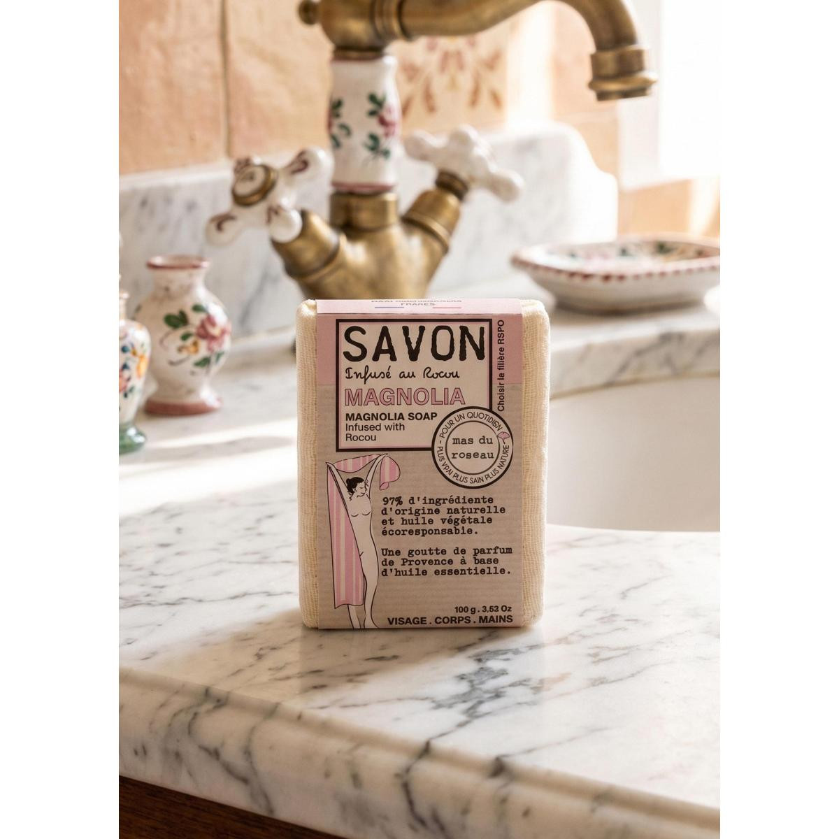 The Mia Mas Du Roseau Magnolia Scented Herbal Soap | Manolya Sabunu 100g