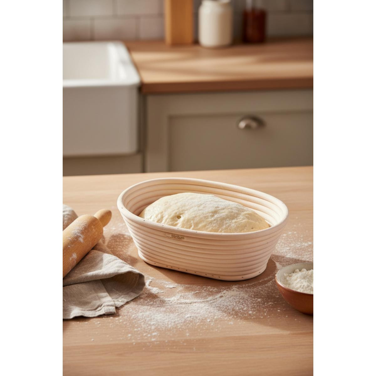 Bambum Puder Ekmek Mayalama Sepeti Oval 21 Cm