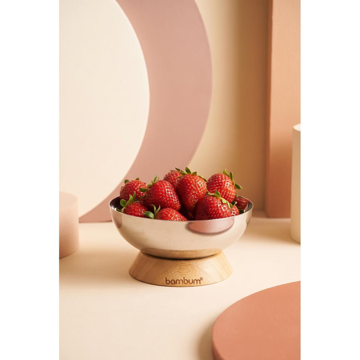 Bambum Mina - Bambu Altlıklı Çelik Sunum Tabağı 12cm