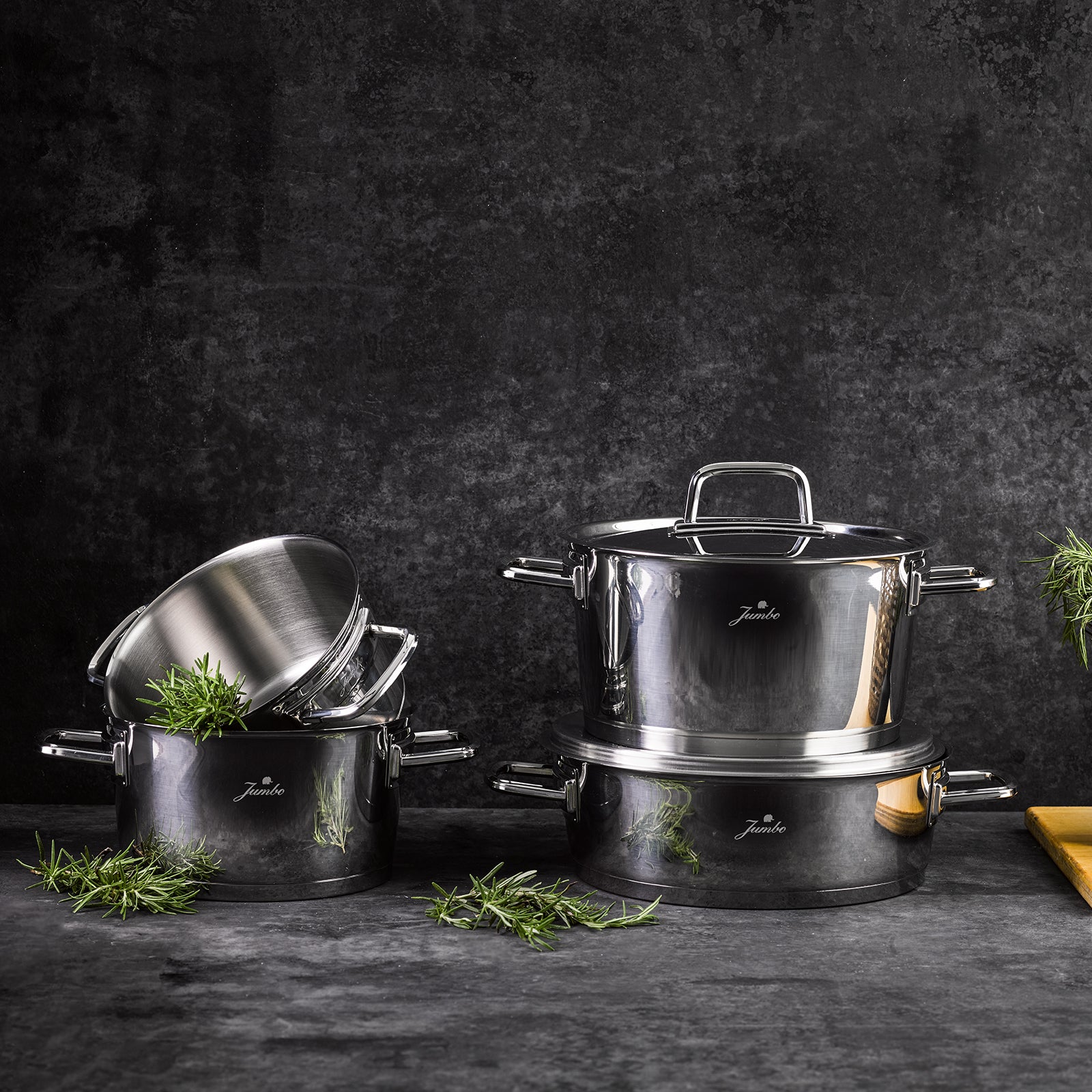 Jumbo Felix 8 Parça İndüksiyon Tabanlı Çelik Tencere Seti