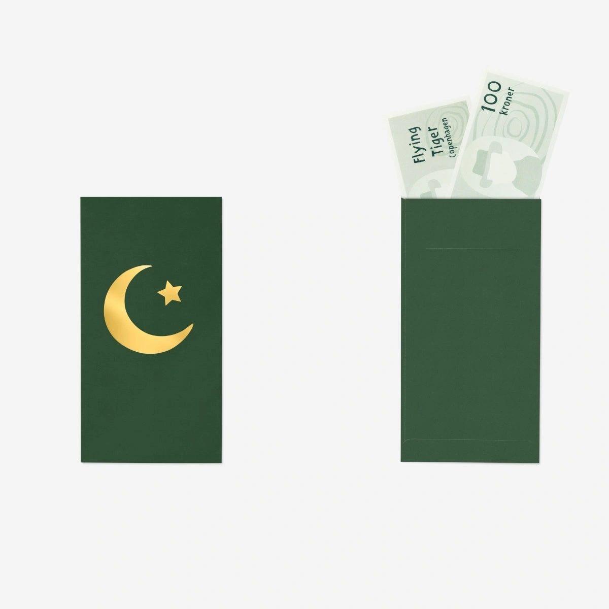 Flying Tiger Copenhagen Koyu Yeşil Ay Yıldızlı Harçlık Zarfı