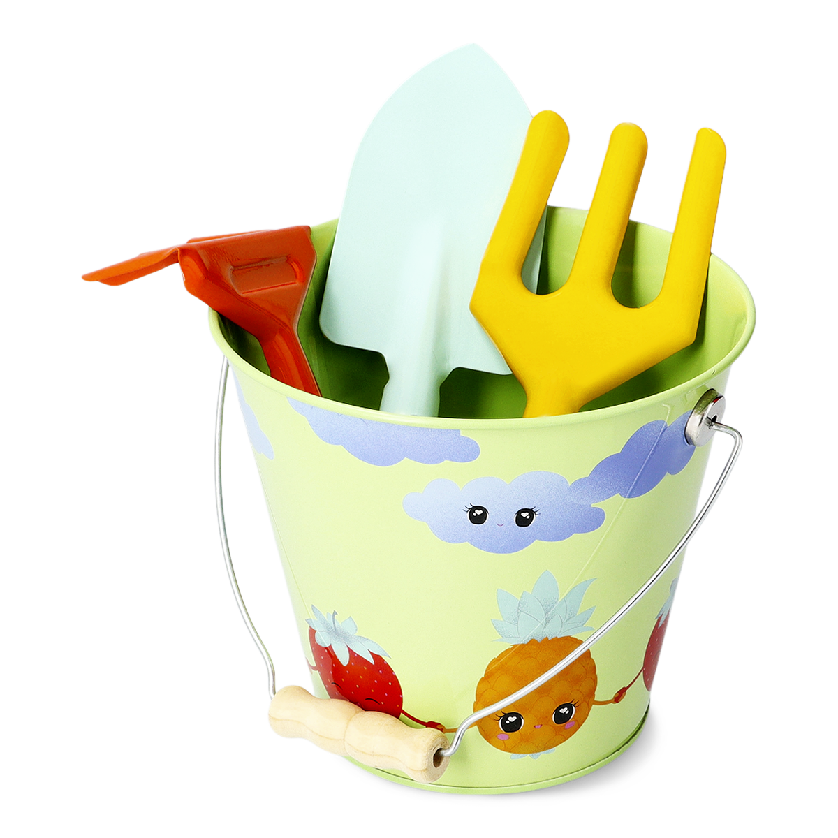 Flying Tiger Copenhagen Meyve Desenli Mavi Metal Kova Seti