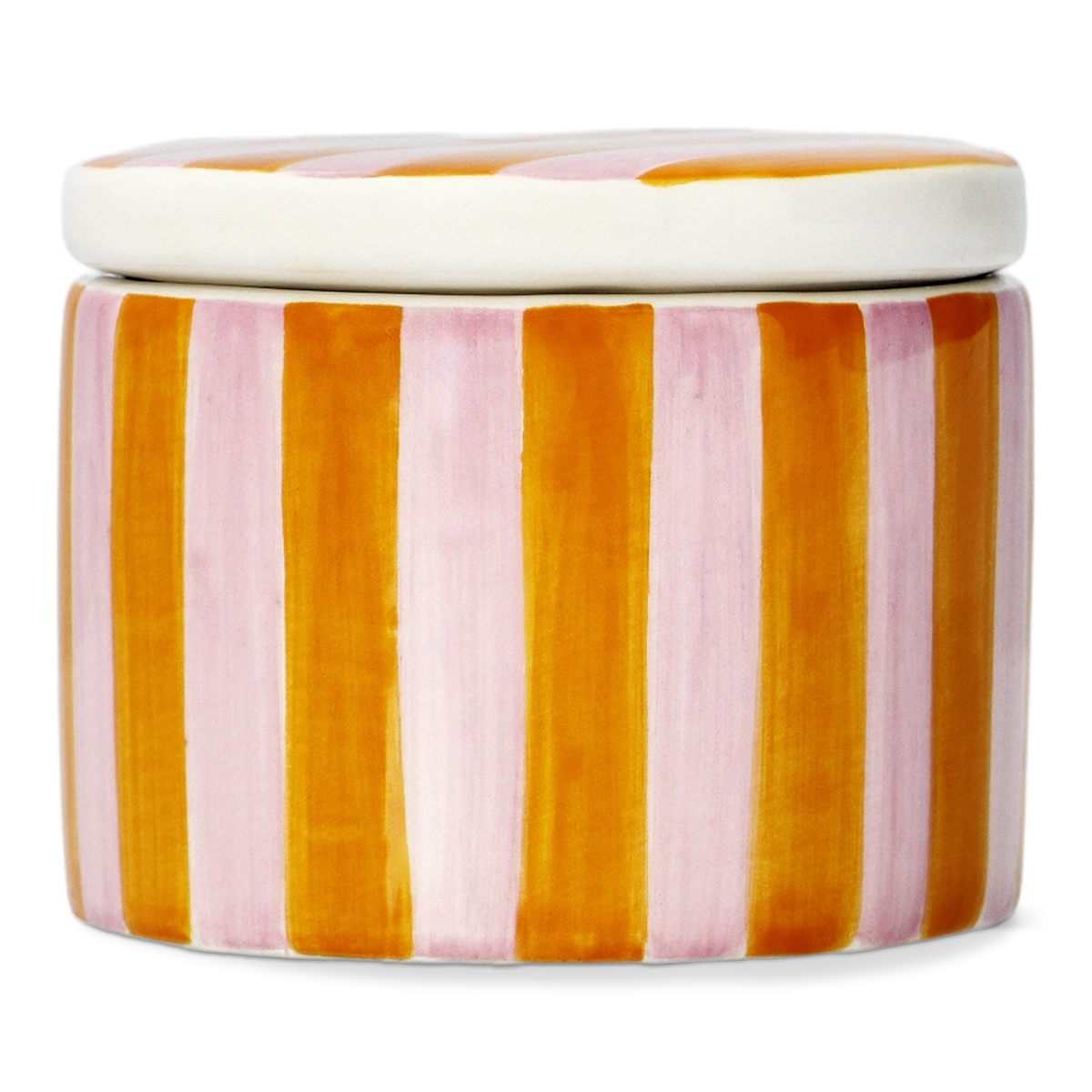 Flying Tiger Copenhagen Pembe Turuncu Kapaklı Seramik Kavanoz