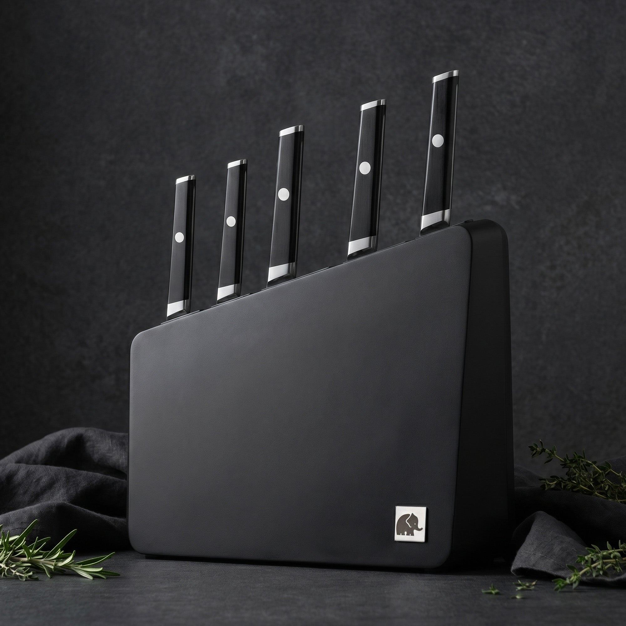 Jumbo Katana Standlı 6 Parça Siyah Bıçak Seti
