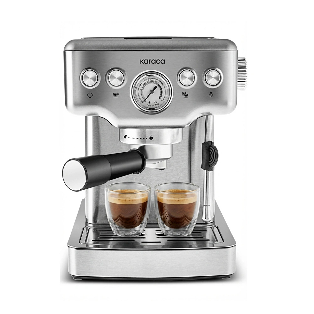 Karaca Coffee Art 1353 Süt Köpürtücülü, 20 Bar Basınçlı, Espresso, Latte, Cappuccino, Americano Makinesi Inox 1,8L 1350W görseli 1