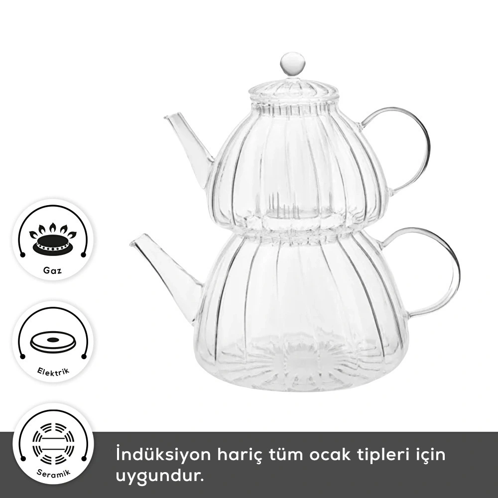 Karaca Lori Borosilikat Mini Cam Çaydanlık 0,6L & 1,2L görseli 8