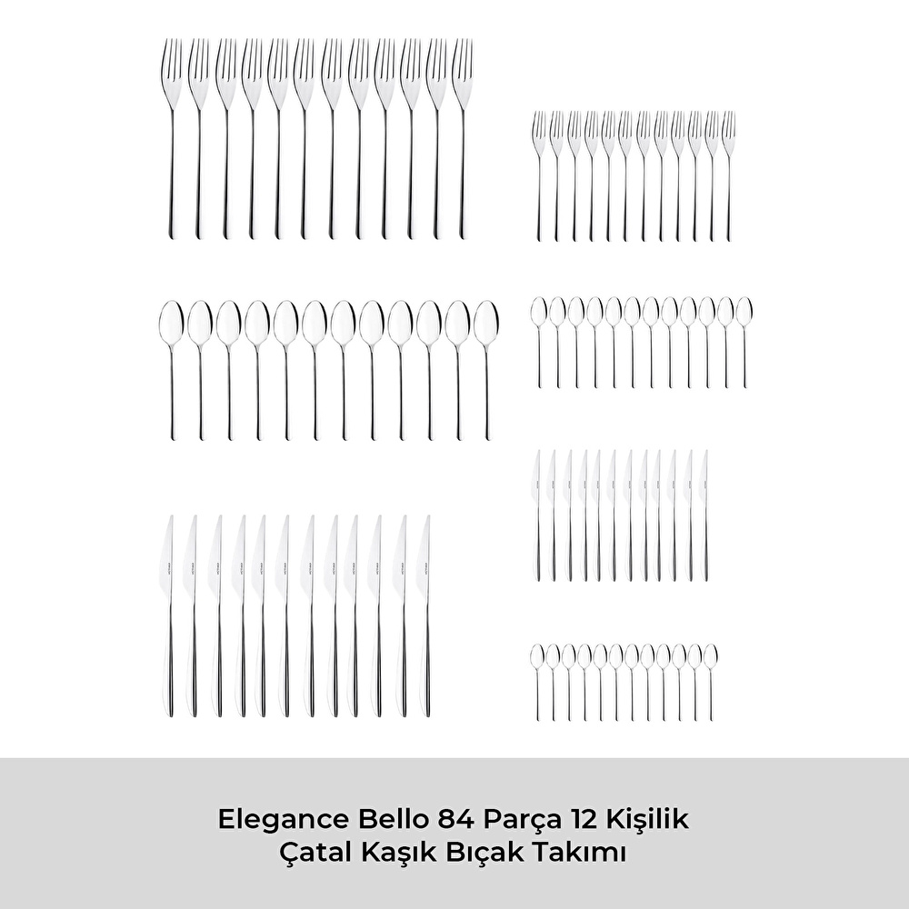 Emsan Elegance Bello 84 Parça 12 Kişilik Çatal Kaşık Bıçak Seti Lüks Kutulu görseli 5