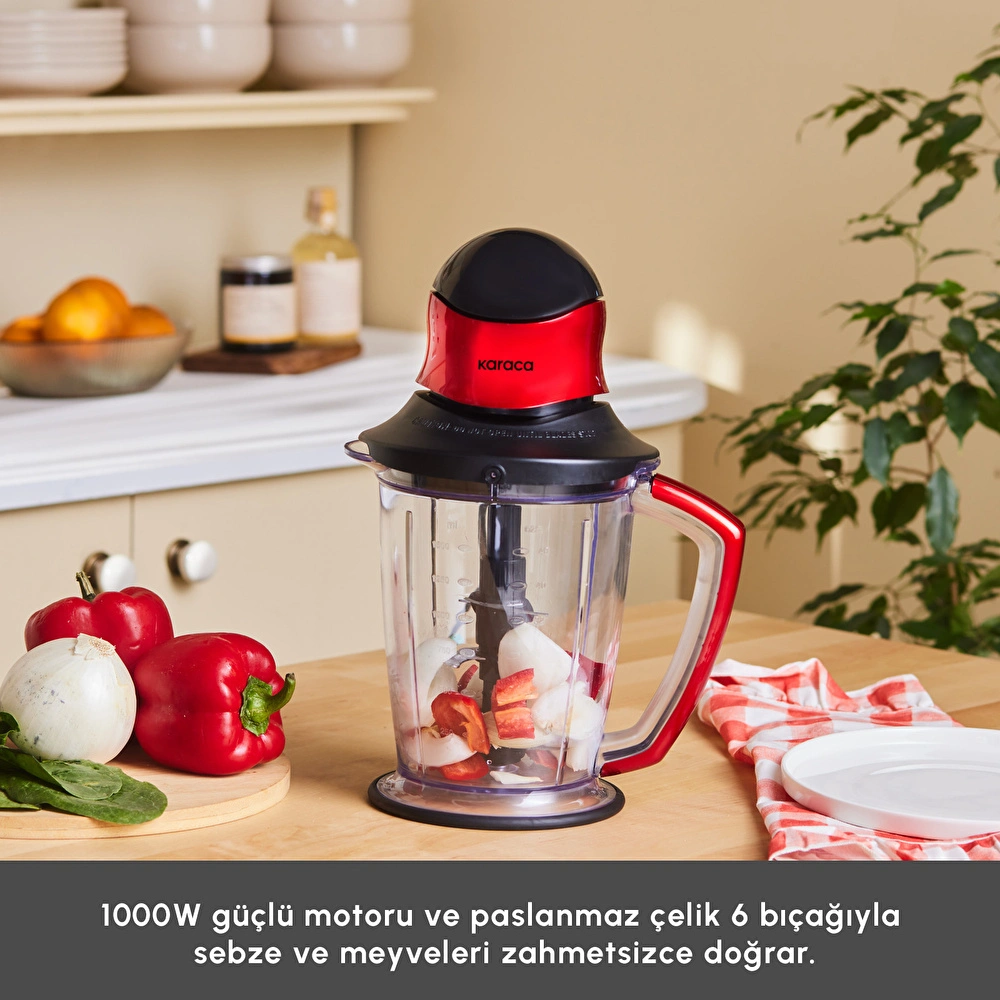 Karaca Multi XXL Doğrayıcı 1000w Imperial Red 1.5 L görseli 3