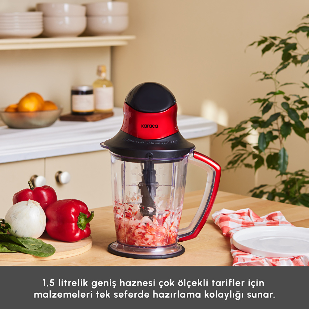 Karaca Multi XXL Doğrayıcı 1000w Imperial Red 1.5 L görseli 4