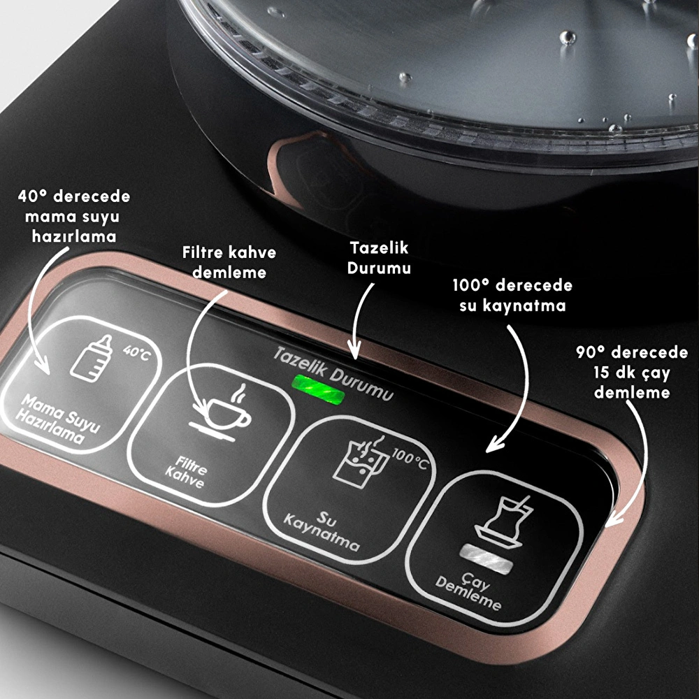 Karaca Çaysever Robotea Pro Connect 4 in 1 Konuşan Cam Çay Makinesi Rosegold görseli 6