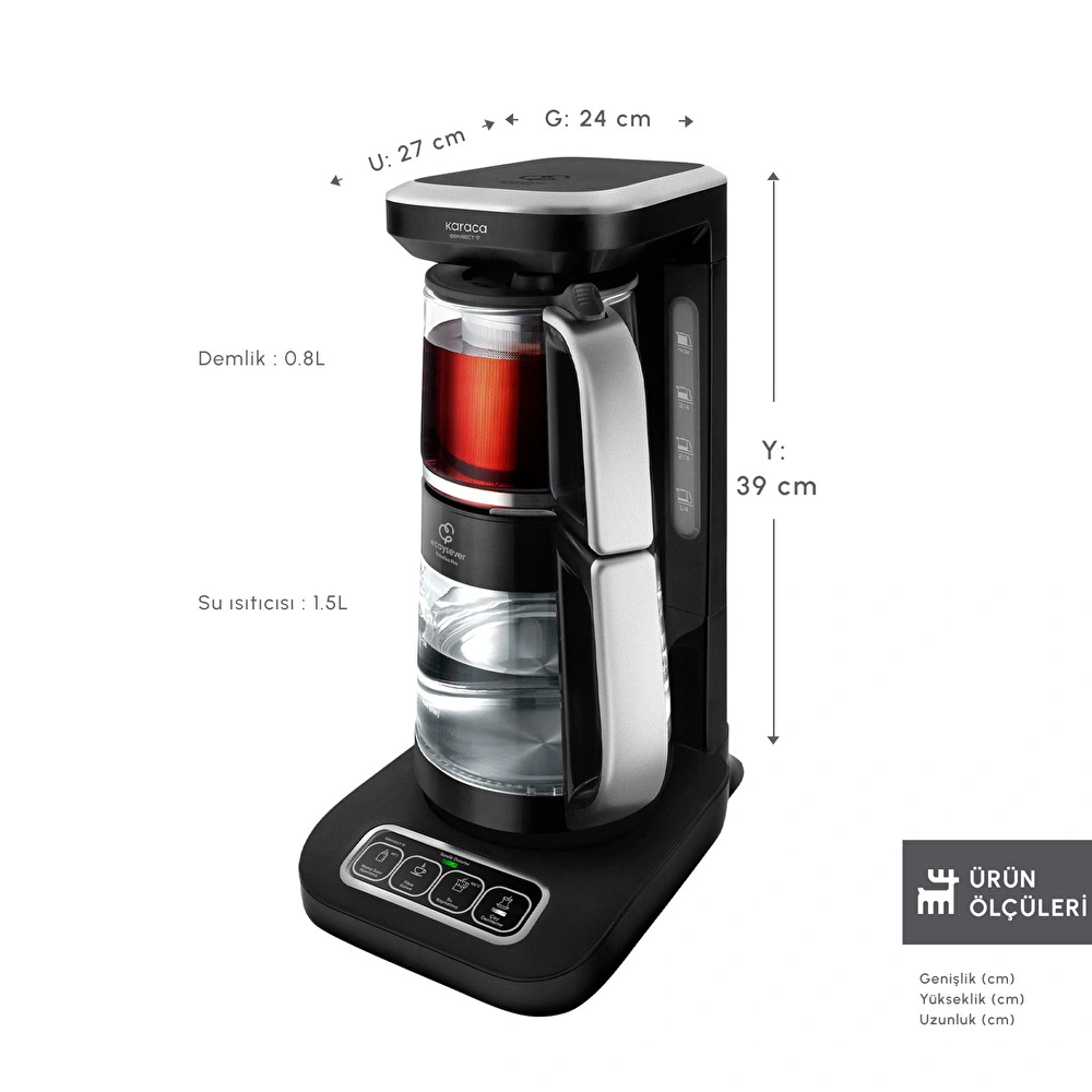 Karaca Çaysever Robotea Pro Connect 4 in 1 Konuşan Cam Çay Makinesi Silver görseli 2