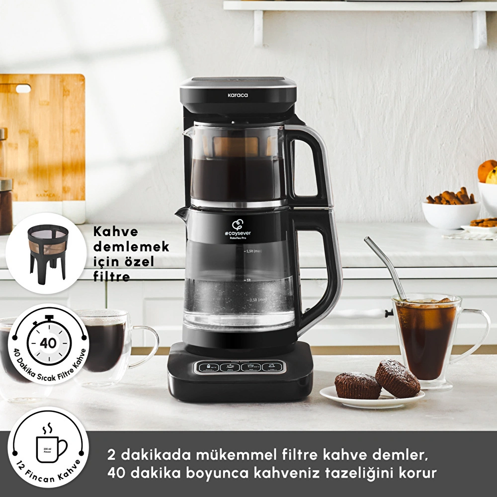 Karaca Çaysever Robotea Pro Connect 4 in 1 Konuşan Cam Çay Makinesi Silver görseli 9