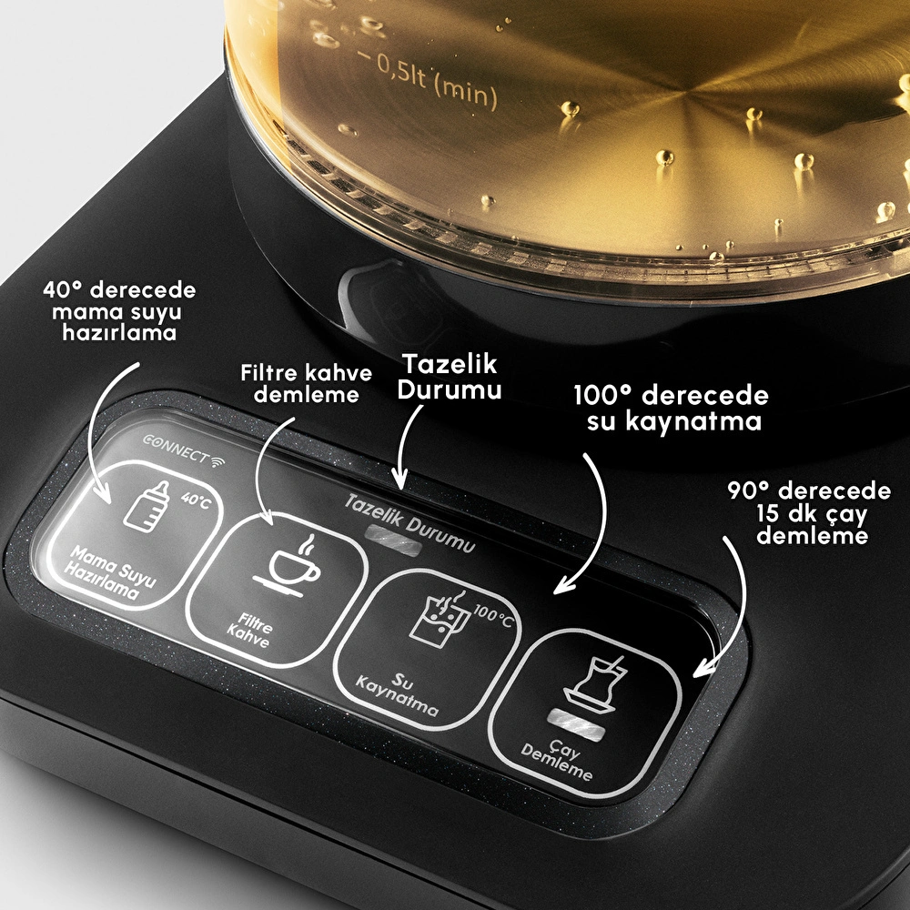 Karaca Çaysever Robotea Pro Connect 4 in 1 Konuşan Cam Çay Makinesi Agate görseli 6