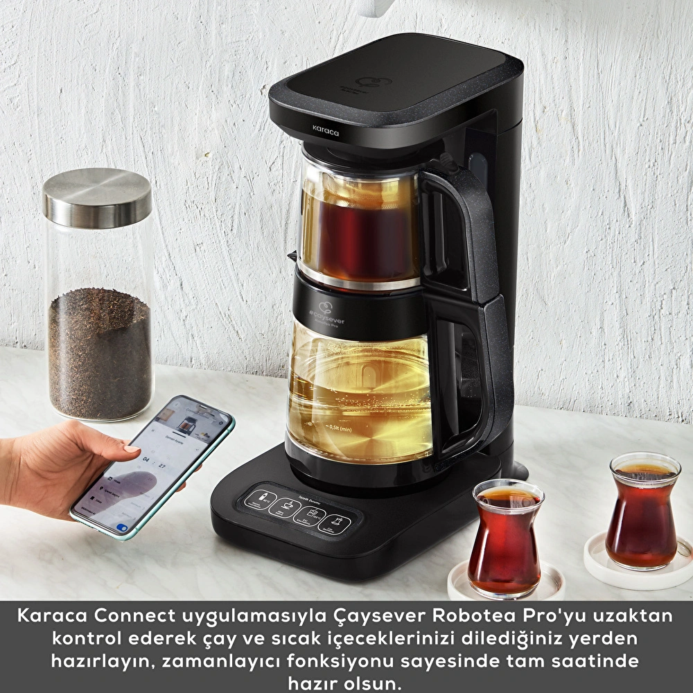 Karaca Çaysever Robotea Pro Connect 4 in 1 Konuşan Cam Çay Makinesi Agate görseli 3
