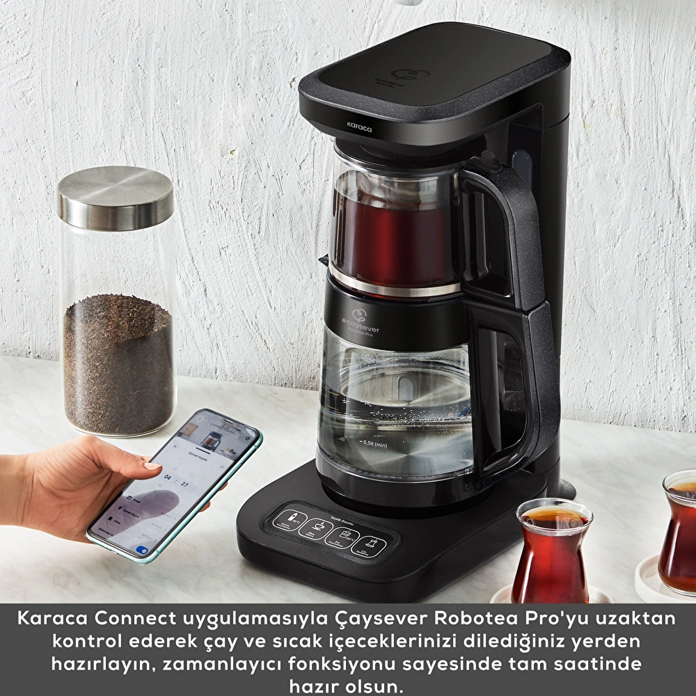 Karaca Çaysever Robotea Pro Connect 4 in 1 Konuşan Cam Çay Makinesi Graphite görseli 3