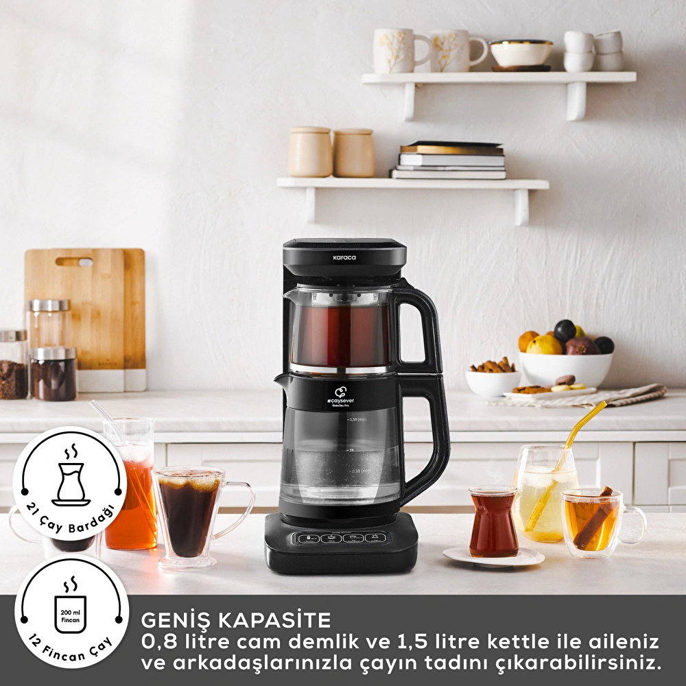 Karaca Çaysever Robotea Pro Connect 4 in 1 Konuşan Cam Çay Makinesi Graphite görseli 4