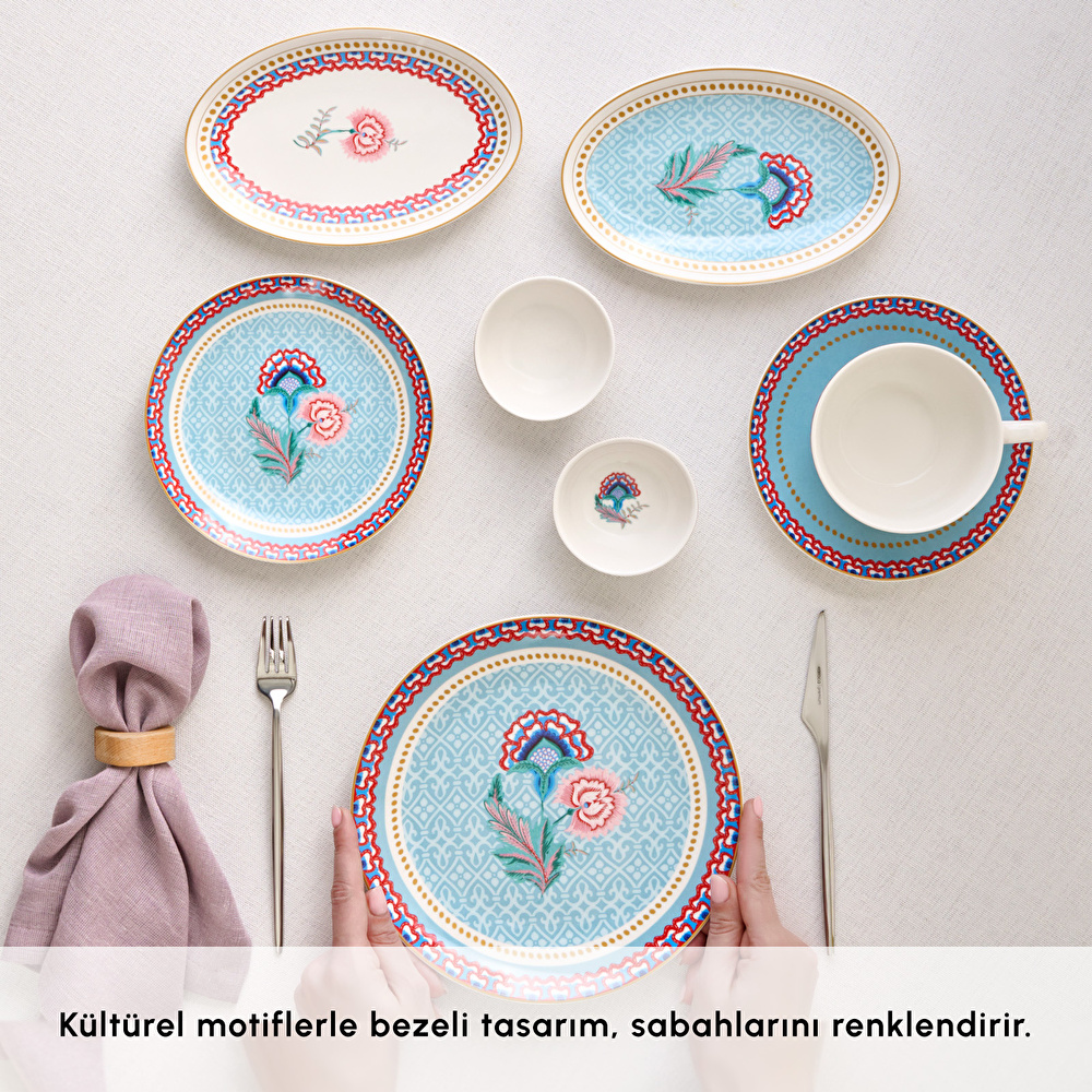 Karaca Forever Bone Spello 26 Parça 6 Kişilik Kahvaltı Takımı Blue görseli 4