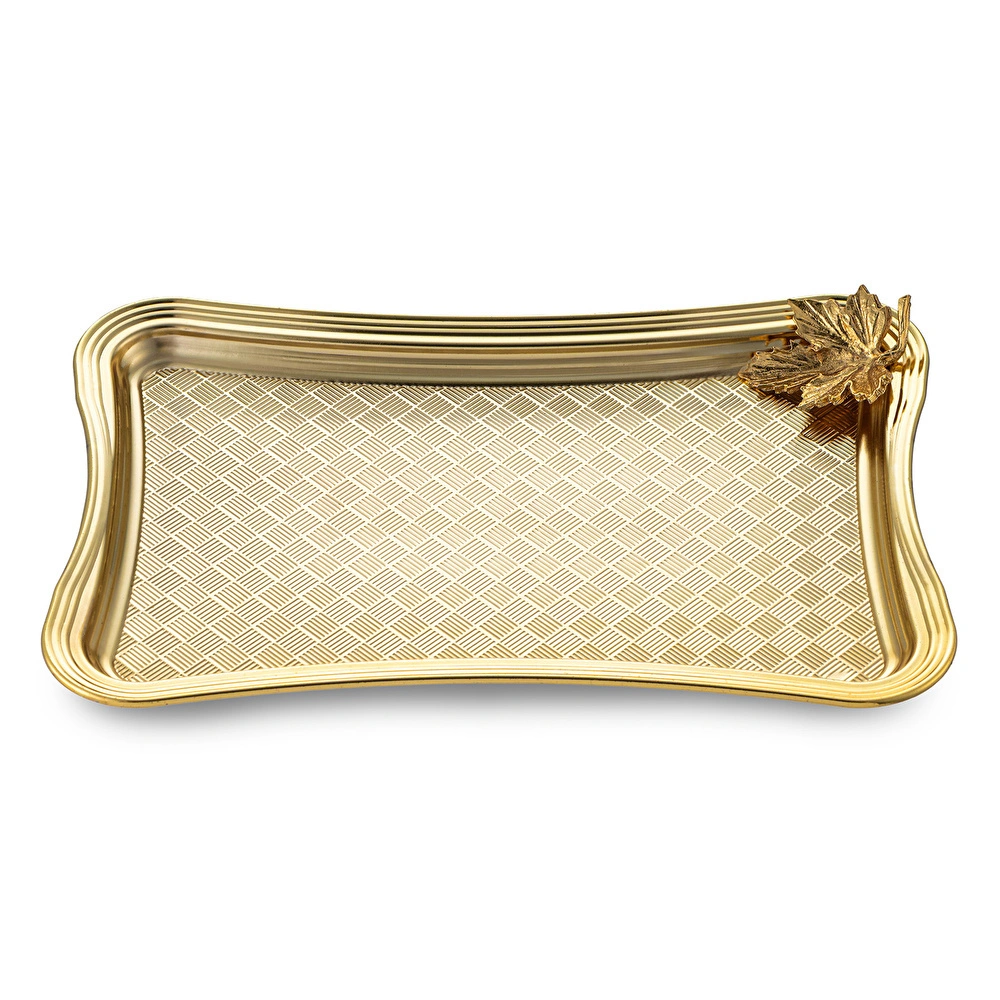 Emsan Leafy Dikdörtgen Tepsi Gold görseli 2