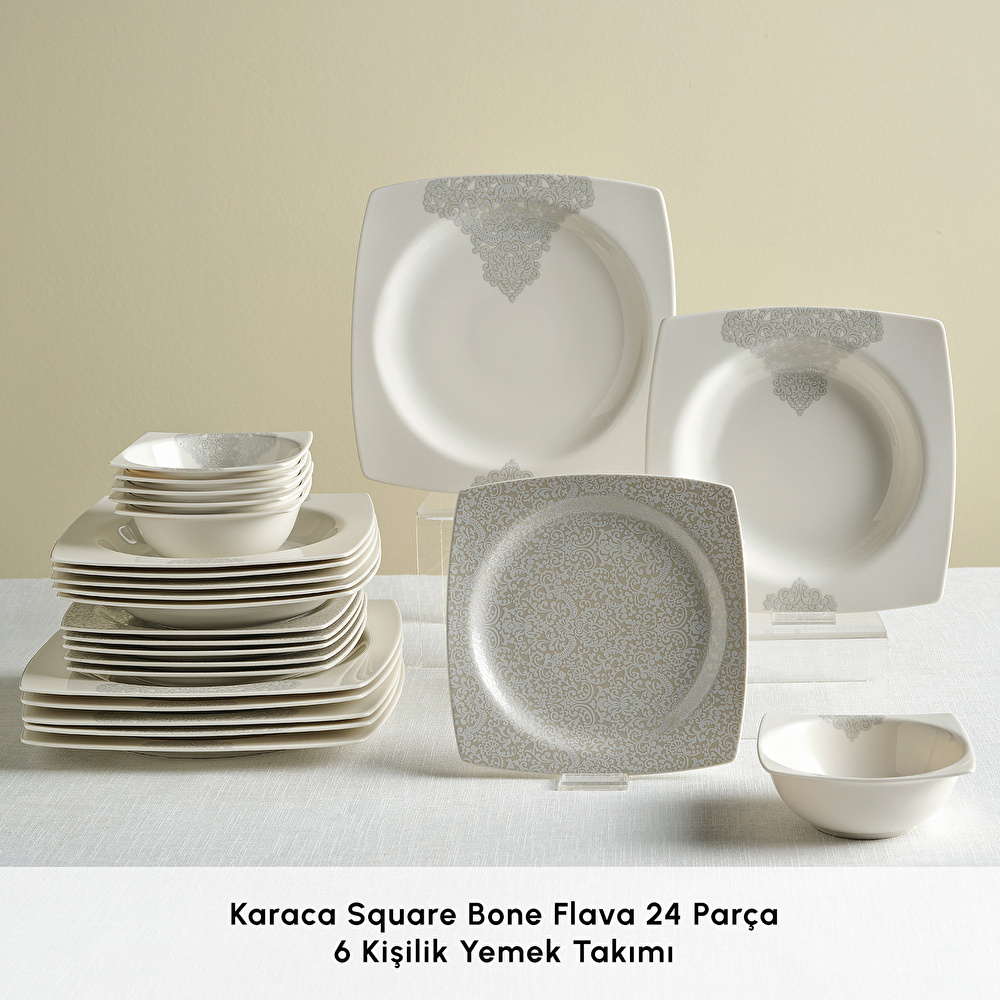 Karaca Square Bone Flava 24 Parça 6 Kişilik Yemek Takımı görseli 3